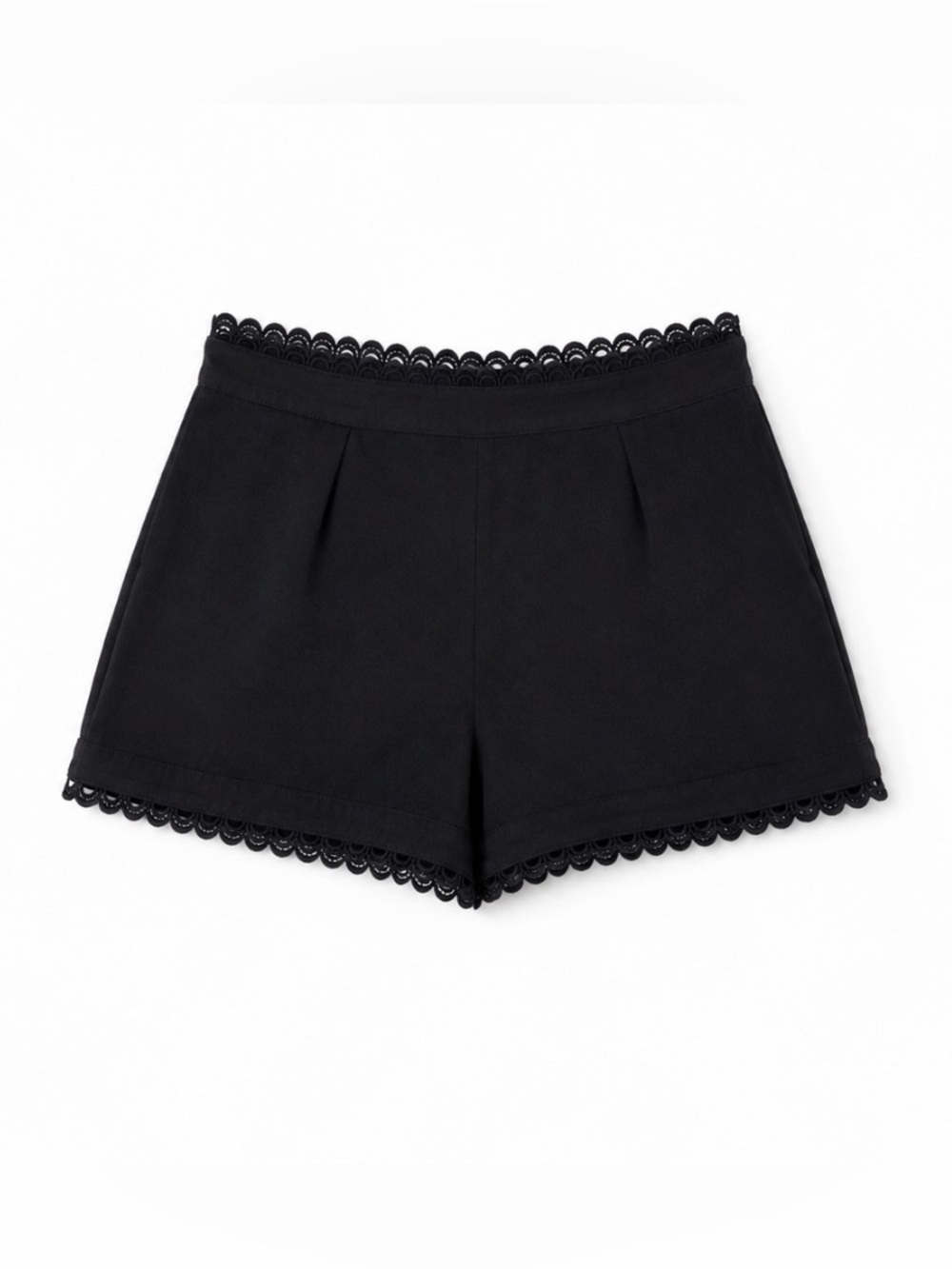 Express Black High-Waist Lace-Trim Shorts